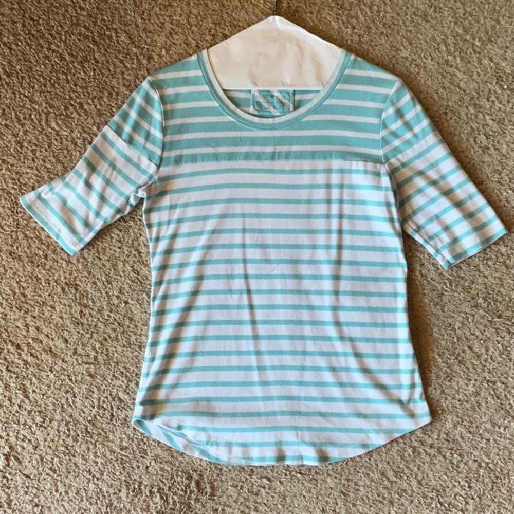 Striped Aqua and White Top